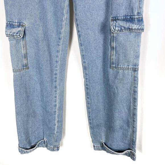 Superdown‎ Amanda Cargo Jeans Blue High Rise Pockets Straight Leg Sz 27 - Picture 7 of 11